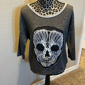 Skull sweatshirt, embroidery detail, no tag for size, M/L